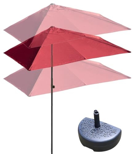 DSKJHI Balkonschirm Rechteckig Halb Sonnenschirm Wandschirm für Balkone Terrassen mit Halbrund Base, Höhenverstellbar Halbschirm 200X100cm, 250X130cm (Farbe : Rot, Größe : 200X100cm(with Base))