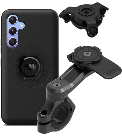 QUAD LOCK Lenker Handyhalterung PRO für Motorrad mit Vibrationsdämpfer und MAG Hülle für Galaxy A54