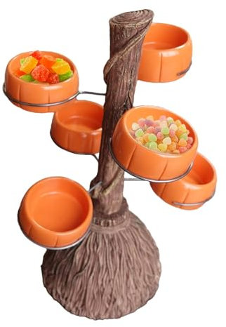 Bol en forme de citrouille d'Halloween | Support de bol à collation | Assiettes à collation | Bols à bonbons sur balai | Porte-bonbons d'Halloween | Bol de présentation en résine pour servir des