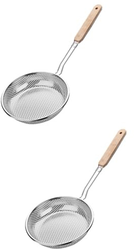 CONGARTENO 2piezas Colador De Cocina De Inoxidable Mango Espumadera Para Filtrar Fideos y Verduras Resistente Altas Para Doméstico y Profesional