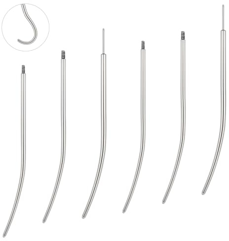 BodyAce 16G 18G 20G Piercing Tapers Kann Beliebig Gebogen Werden, Gewindefreier Stretching Kit Anschrauben Assistant Tool, Piercing Insertion Pin für Ohr/Nase/Lippe