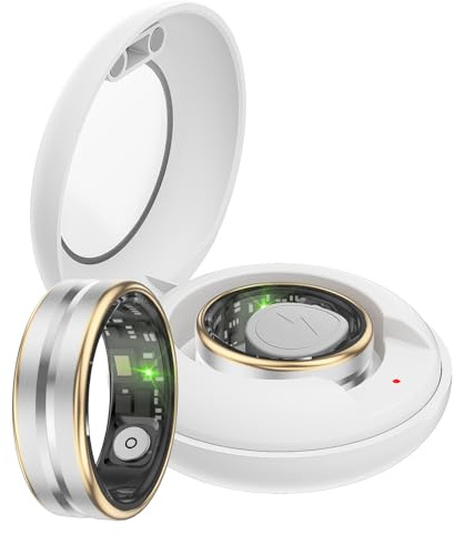 Smart Ring Android Smartringe Herren Damen Schlaftracker Pulsmesser Smartring IOS Herzfrequenz Fitness Tracker Ring Schlaf Tracker Fitnessring Schrittzähler Fitnesstracker Gesundheitsring Gold Silber