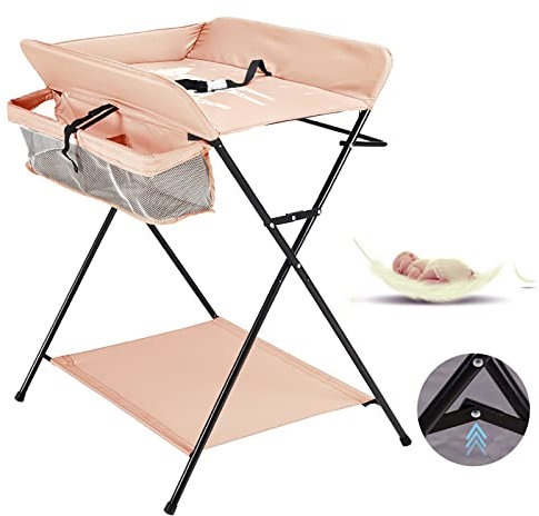 Wickeltisch, faltbar, tragbar, 3-in-1, max. Belastung 15 kg, Wickeltisch mit Aufbewahrungskorb, Sicherheitsgurt