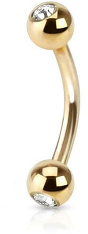 viva-adorno Piercing Banane mit Kristall Kugeln Edelstahl Z419_ban_zir
