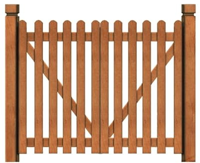 Outdoor Teak Wood Double Opening Garden Gate with Arch Frame Brown B 135x100cm