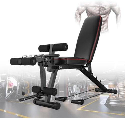 ypuxil Hantelbank Klappbar hop Sport Hantelbank Belastbarkeit 200 kg, Rutschfestes 6-cm-PU, Ganzkörpertraining für Kraft und Familienfitness Black,162cm