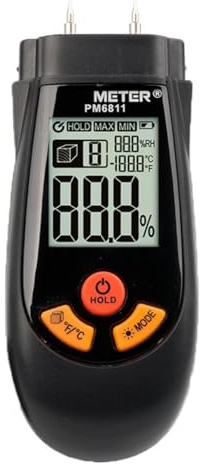 Fangxuee Digital Moisture Meter for Wood Paper Plywood Plaster Walls Floors Accurate Moisture Content Measurement with LED Display