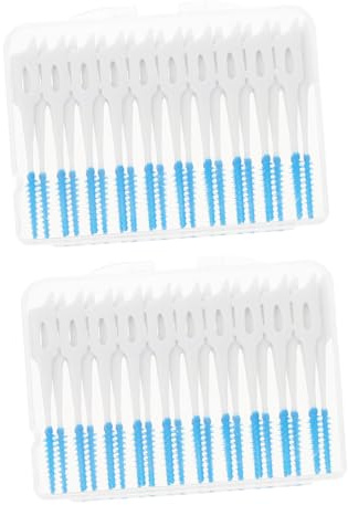 Spazzolini Interdentali 80 Pezzi per Pulizia degli Spazi tra Denti | Tpe e Plastico, Blu, Formato 40+40, Uso Casa e Ufficio, Accessori per Igiene Orale