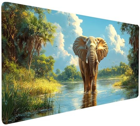 Tapis de Souris XXL 900x500x3 mm Imperméable Phare Tapis de Bureau Gaming pour Clavier Souris sans Fil Ordinateur Portable, Mouse Pad Fleur Bords Surpiqués Base Antidérapante, Cadeau Homme model-2587