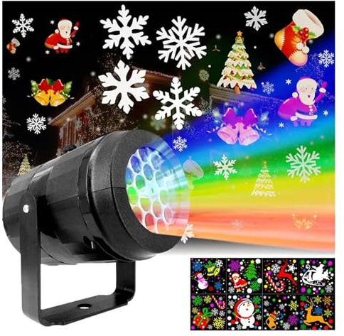 Proiettore di Natale a LED, Luci del proiettore natalizie Lampada da proiezione a LED for vacanze all'aperto Decorazioni natalizie impermeabili Fiocco di neve Luce Snow Party Garden per Esterno Natale