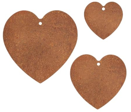 Set Of 3 Heart Garden Stakes For Outdoor Decoration Weatherprevent Metal Art Decors With Rust Patina Finish Lookings Weatherproof Garden Ornament