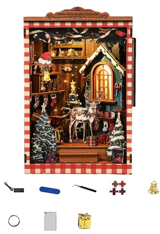 laxreheye Kit Per Casa In Miniatura | Puzzle 3D In Legno Da Costruire Casetta Natalizia,Modello Decorativo da Costruire per Libreria Artigianato | Per Principianti