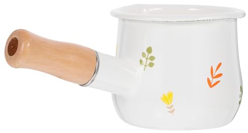 TOBBOMEY Mini Cazo Esmaltado para Leche con Alta Resistencia al Calor Olla Pequeña Versátil para Inducción y Cocina Eléctrica Ligera y Fácil de Limpiar para Hervir Leche Sopa y Porridge el