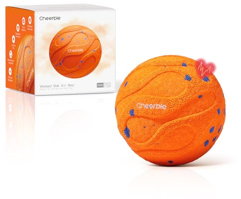 Cheerble Wicked Ball AIR Neo, Hundeball mit Beruhigungsmodus, Orange | Hundespielzeug ball mit 3 modi, gegen Trennungsangst,IPX7 wasserdicht, E-TPU, geräuscharm, 112 g, für kleine bis große Hunde