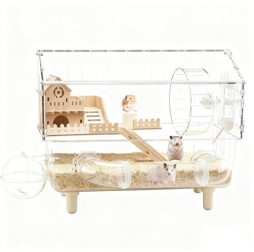 Großer Hamsterkäfig 2 Etagen – Effortless Durchsichtige Chinchilla Behausung 45, Innovative Design, 45x28x34 cm Zentimeter, Acryl Hamster Haus Für Igel | Multipurpose Outdoor Indoor Utility