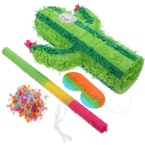 LIFKICH Piñata Cactus pour Décoration Fête D'anniversaire Garçon et Filles, Jeu Interactif Réutilisable en Papier Bâton et Bonbons, pour Anniversaire et Shower Couleur Couleur Aléatoire