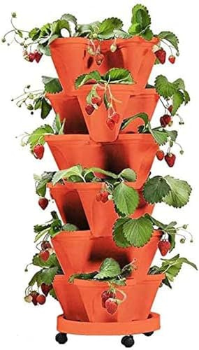 Vertikaler Pflanzkasten, 6-stufig, Stapelbare Pflanzgefäße, Gartenturm, Pflanzgefäße, Pflanzgefäß Für Erdbeeren, Kräuter, Blumen Und Gemüse, Pflanztöpfe Für Drinnen Und Drauß, D, 6pcs