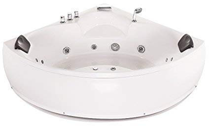 Whirlpool Eck Baignoire Monaco avec 12 Buses de Massage + Éclairage/LED Spa Cascade de Luxe Intérieur/Bon Marché