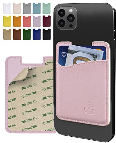 Wallaroo Premium Leather Cell Phone Wallet Stick On - Android and iPhone Wallet and Card Holder for Women and Men - Durable with Non-Slip Lining Secures Up to 3 Cards