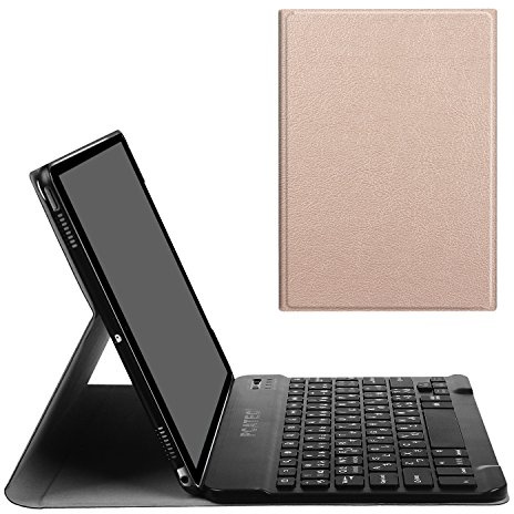 Funda con teclado para iPad Pro 10.5, ultrafina, extraíble, inalámbrico, Bluetooth, plegable, de piel sintética, para Apple iPad Pro 10.5 / A1701, A1709 (para iPad Pro 10.5, dorado)