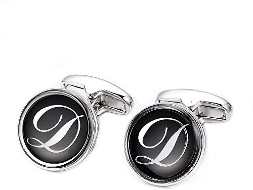MERIT OCEAN Mens Letter Initial Manschettenknöpfe Alphabet Rhodium Manschettenknöpfe Hochzeit Firma A-Z