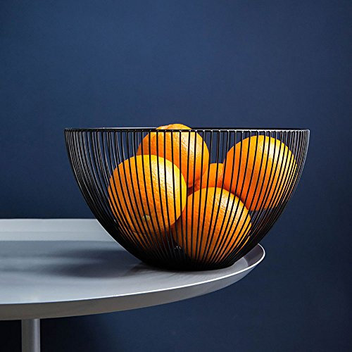 DMAR Portafrutta Metallo Fruttiere 25 x 14 cm Nero Grande Cesto di Frutta in Ferro Cestini per Frutta Moderno Porta frutta da Tavolo