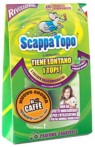 SCAPPATOPO IL BIO-REPELLENTE Aroma Caffè – Repellente Topi Naturale – Dissuasore per Topi Ecologico ad Azione Multisensoriale – Confezione 3 pezzi da 50gr