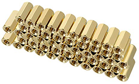 sourcing map 50 Stück Gerade Messing PCB Innengewinde M3x5x10mm | Hex Abstandshalter