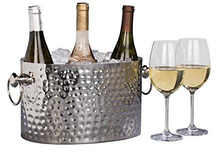 Chic Chill 3-Flaschen-Weinkühler-Eiskübel | hält Wein- und Champagnerflaschen kalt, ohne Eis zu berühren | Handgefertigtes Handwerksdesign | patentierte Technologie | Edelstahl S