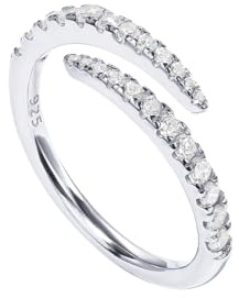 PAVOI 14K Gold Plated Cubic Zirconia Open Twist Eternity Band White Gold for Women Size 9
