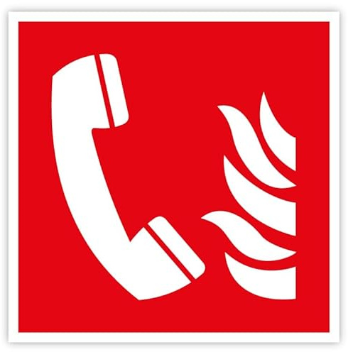 Aufkleber Brandschutzzeichen „Brandmeldetelefon“ Symbol Folie selbstklebend nach ISO 7010 (F006) | 5-40 cm Made in Germany, Größen Name: 15x15cm