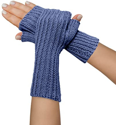 TINKUY PERU Alpaca Wool Fingerless Gloves – Handmade in Peru, Unisex Mittens – One Size, Soft & Hypoallergenic for Winter, Work & Outdoor (Steel Blue)