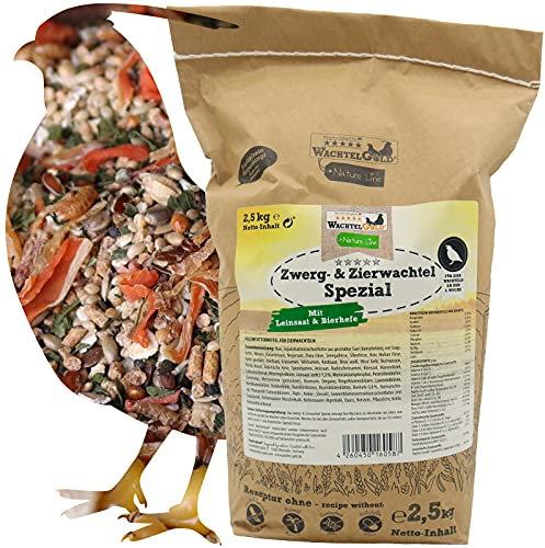 WachtelGold® Zwerg- & Zierwachtel Spezial 2,5kg – Premium Alleinfutter für Zwergwachteln, Schopfwachteln & Zierwachteln, über 20 Samensorten, Kräuter, Leinsaat, Bierhefe, artgerecht & naturnah