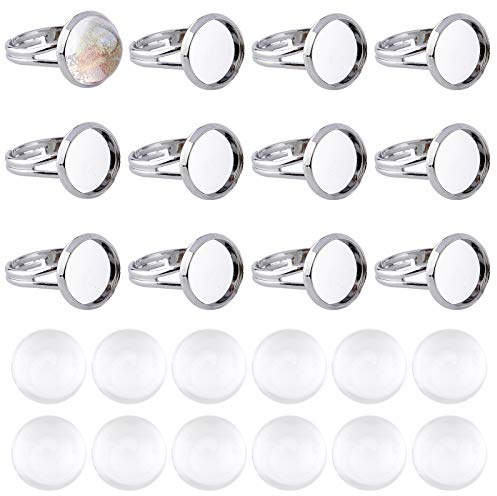 SUNNYCLUE 80 Stücks 40 Sets Ring Base Pad Verstellbare Ringrohlinge Lünettenschalen Passen Auf 12mm Glas Cabochons Für DIY Cabochon Ringe Schmuckherstellung