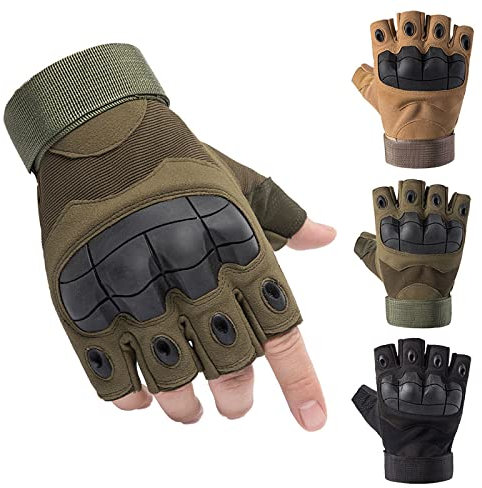 Swygoo Taktische Handschuhe, halbe Finger, Paintball, Airsoft, Militärhandschuhe für Motorrad, Jagd, Radfahren, Schießen, Wandern, Camping, Armee, Trainingshandschuhe, Boxen, MTB, Scooter (XL, Grün)