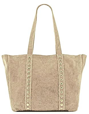 MODELISA - Bolso Hombro Antelina Shopper Casual Tachuelas Mujer