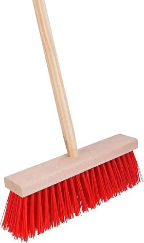Synx tools Besen Rot - Outdoor Besen - Veger - Besenstiel 120/ 28cm breit - Gartenbesen - Gartengeräte