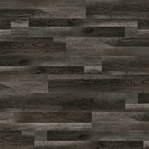 ARTENS - PVC Bodenbelag - Click Vinyl-Dielen Bowen - Vinylboden - FORTE - Holzeffekt - Braun/Schwarz - L.122 cm x B.18 cm - Dicke 4 mm - 1,76 m²/ 8 Dielen - Belastungsklasse 32