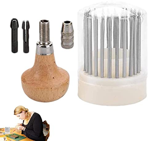 Herramienta para buril para Joyas – Herramienta para Cereales de 23 Piezas con Mango de Madera – Kit de Herramientas para Cuentas con engaste de Piedras, Kit para la creación de Joyas