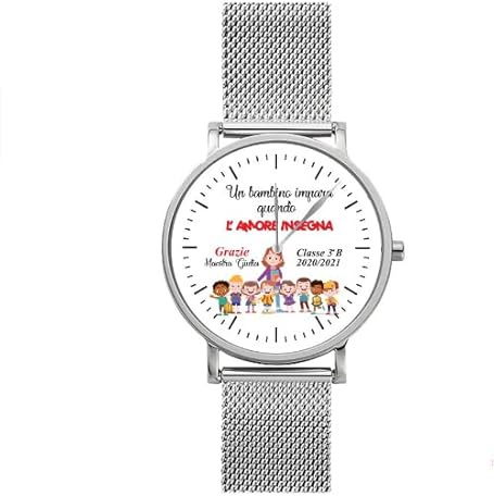 love print Orologio singolo personalizzabile Grazie maestra/o con dedica degli alunni l'amore INSEGNA