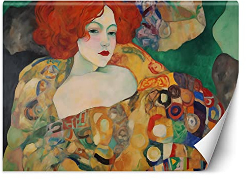 Feeby Papier Peint Intissé Femme Corps Gustav Klimt Visage 350x245 cm multicolore XXL Moderne Décoration Murale Tableaux Muraux Tapisserie Salon Chambre à coucher Art Nouveau