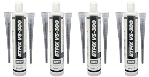 BTFIX VS-300 2K Injektionsmörtel 4x 300 ml inkl. 8 Statikmischer styrolfrei | Verbundmörtel, Chemiedübel für Beton & Mauerwerk, ETA Zulassung Option 1, Schwerlastbefestigung