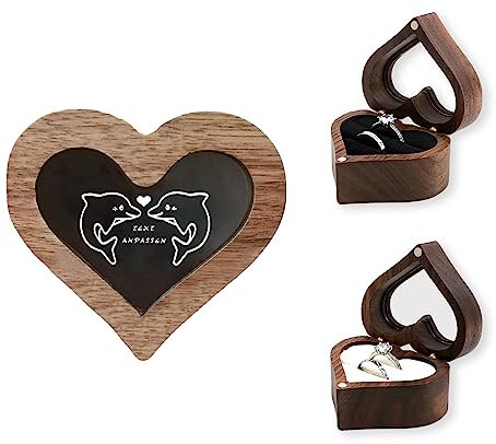 LAIFU Personalisiert Ringkissen Hochzeit Holz mit Namen & Datum Personalisiert für Eheringe mit Gravur