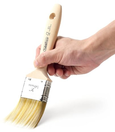 TubeRoo Lackierpinsel 50 mm großer Pinsel - Premium Lackpinsel für Lacke, Holz-Öl & Wand-Farbe - Lasurpinsel für Holz-Lasur - Profi Malerpinsel - Flachpinsel, Farbpinsel mit feiner Spitze