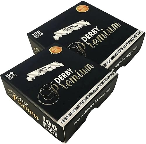 Derby Premium Einschneidige Rasierklingen für Barbiermesser, 200 Stück (2 x 100)