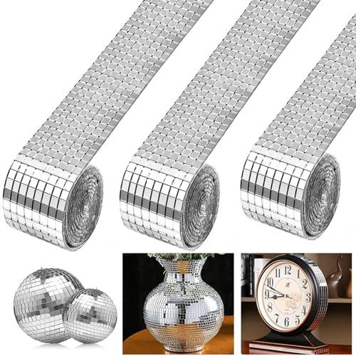 3 Stück Spiegel Mosaik Aufkleber, 4800 Stück Selbstklebende Mini Spiege, Spiegelmosaik Fliesen Selbstklebende Mini Spiegel Mosaic Plates Spiegel Mosaik Silber Spiegel Mosaik Spiegelfliesen