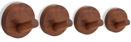 Ryvera Garderobenhaken Holz Rund, 4 Stück Wandhaken Holz, Kleiderhaken Holz Wand,Vintage Garderobe Haken Ohne Bohren,Dekorative Holz Haken Garderobe Wall Hooks für Kinderzimmer Schlafzimmer Wohnzimmer