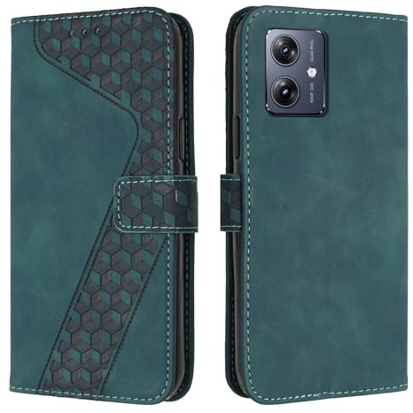 OKZone Funda para Motorola Moto G14, PU Cuero Flip Carcasa Fundas Móvil de Tapa Libro Caso Piel PU para Motorola Moto G14, Billetera Tarjetero Case Telefono Cubrir Móvil Phone Cover (Verde)