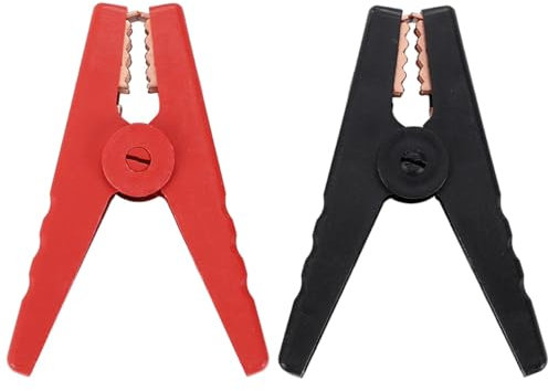 Greluma 2 Pz Pinze a Coccodrillo per Batteria per Auto Lunghe 96 mm, 1 Paio di Clip a Coccodrillo per Batteria isolata da 100 A, Morsetti per Cavi Ponticello per Camion, Barca, Veicolo