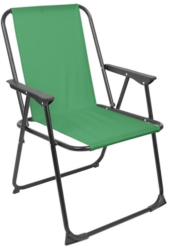 Harbour Housewares 1x Matt-Schwarz/Grün Klappbarer Strandstuhl aus Metall - Tragbar Leicht Adulten Draussen Camping Garten Angeln Sonnenliege Sitz